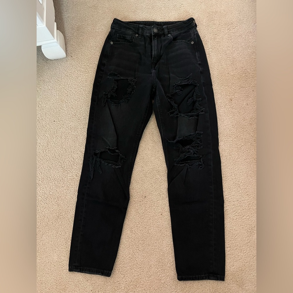 American eagle high rise black distressed jeans